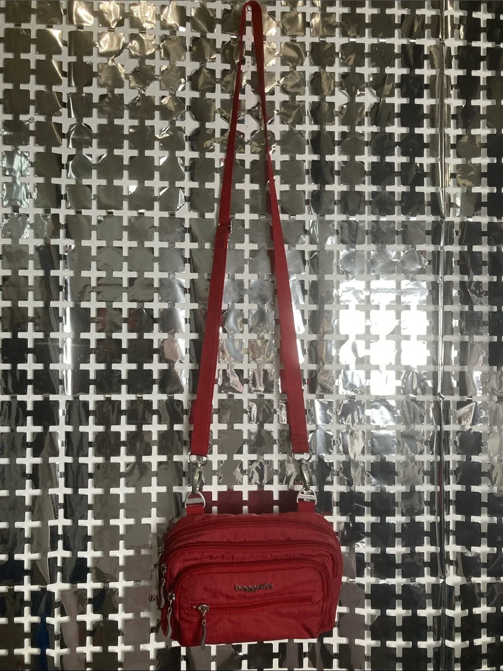 Baggallini Red Multi-Zip Crossbody with Adjustable Strap